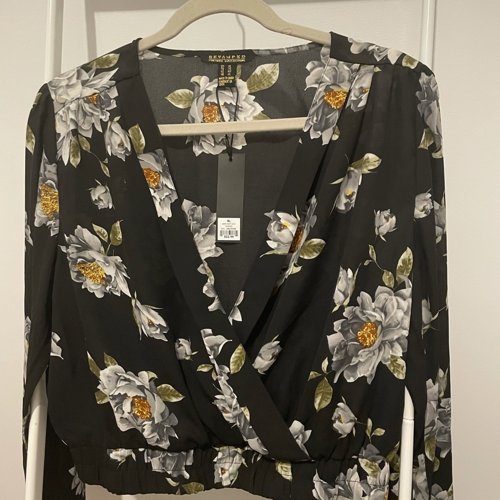 black flower blouse
